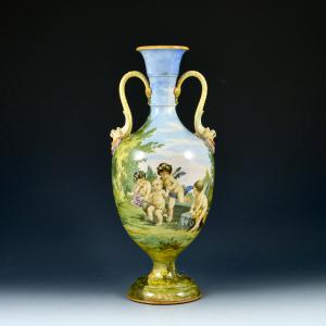 Vaso istoriato con gioco di putti <br>Manifattura Ginori <br>Doccia (Firenze), seconda metà del sec. XIX